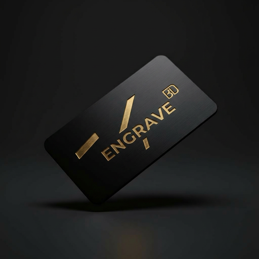 Premium black metal NFC business card with gold etched logo